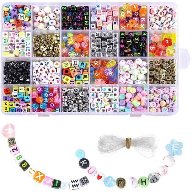 1200pcs 7mm Letter Beads Round Alphabet Acrylic Bead DIY Bracelet Jewelry Making 